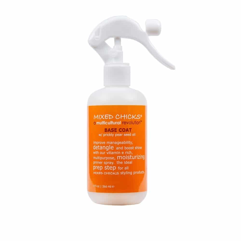 Mixed Chicks Base Coat bottle with prickly pear seed oil for detangling.