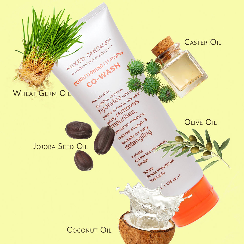 Damp hair detangling with Mixed Chicks Co-Wash for smoother hair