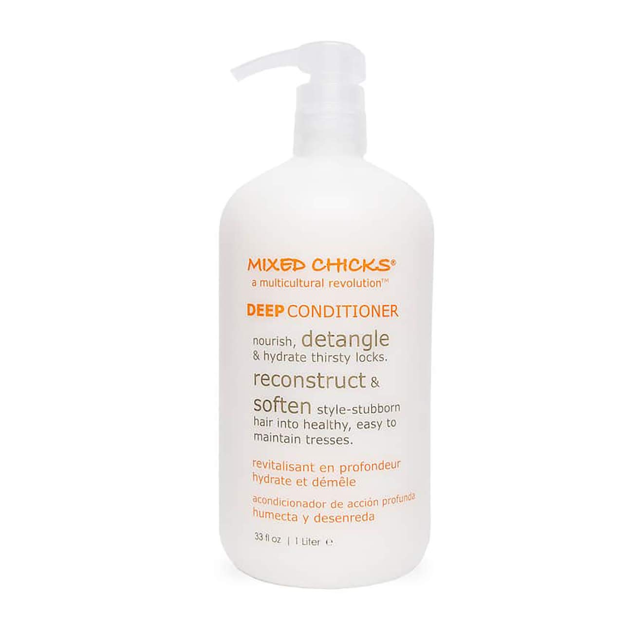 Mixed Chicks detangling deep conditioner bottle pour aids smooth detangling and hydration.
