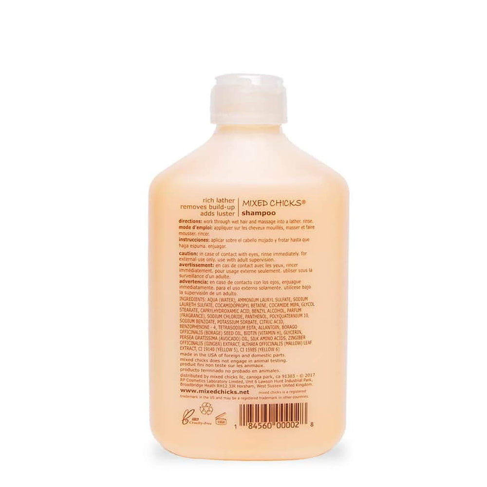 Mixed Chicks Gentle Clarifying Shampoo bottle top view showing easy-to-use pump for quick cleansing.