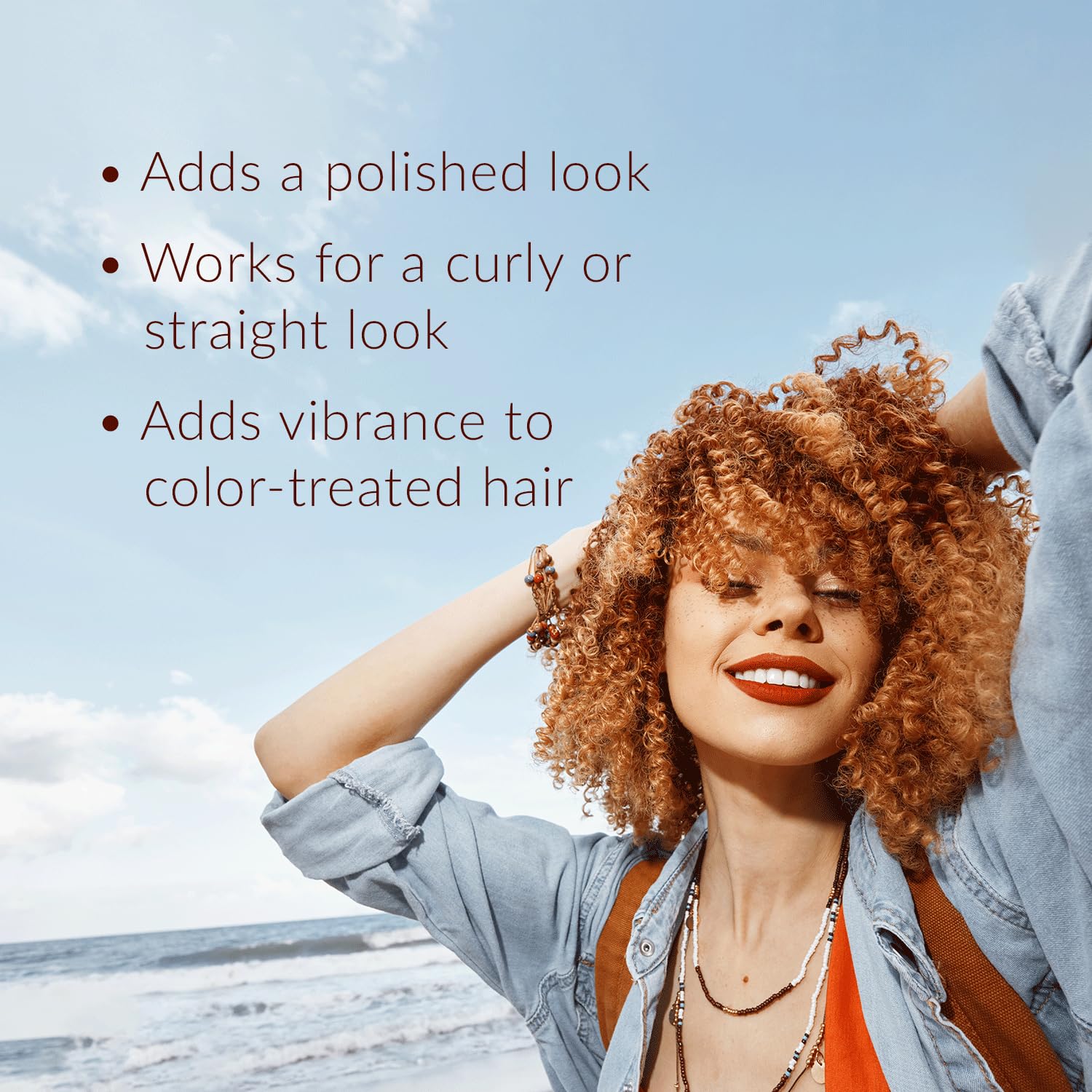 Curl-focused view demonstrates defined shine on curly hair using Mixed Chicks Silk