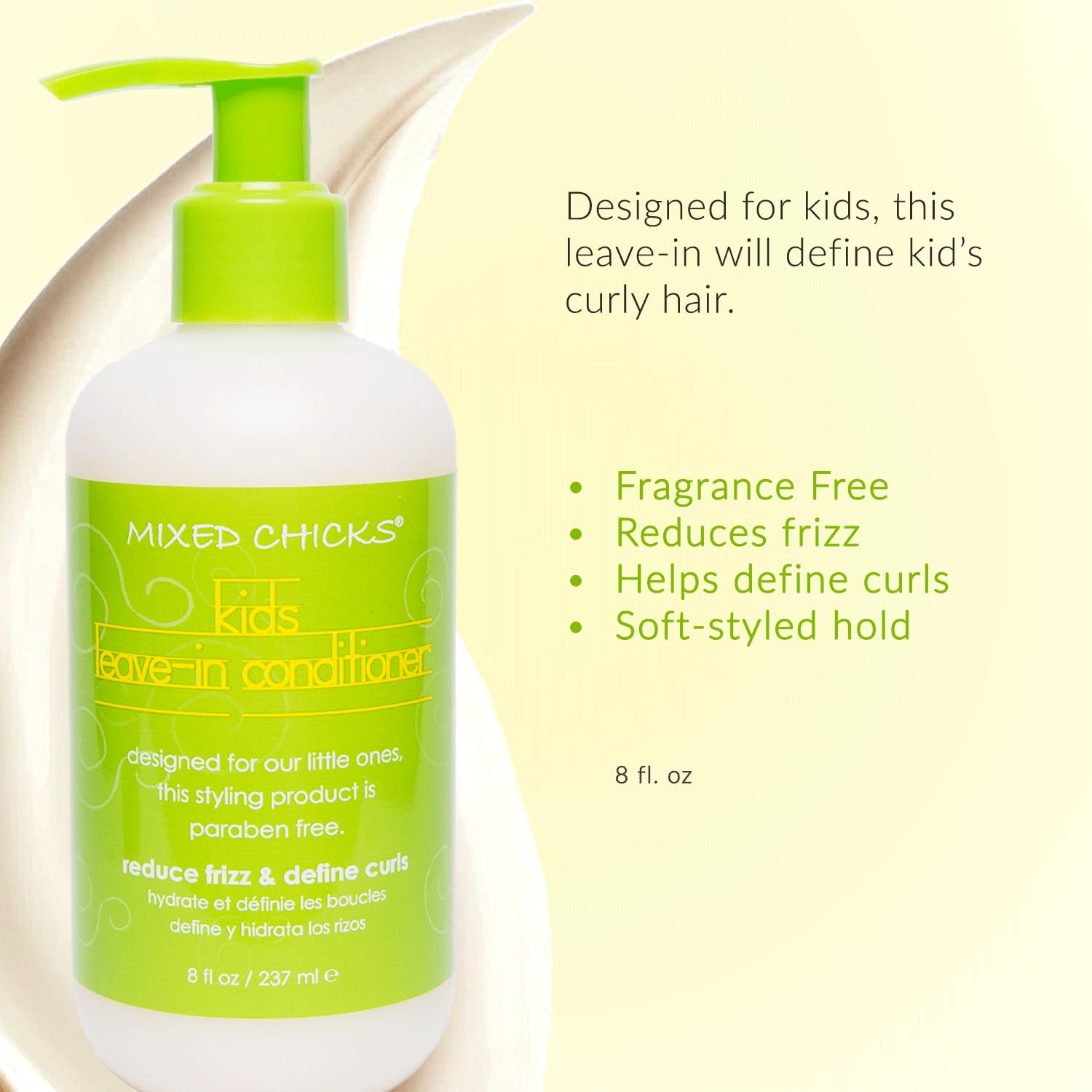 Mixed Chicks Kids collection display highlights colorless, fragrance-free lineup.