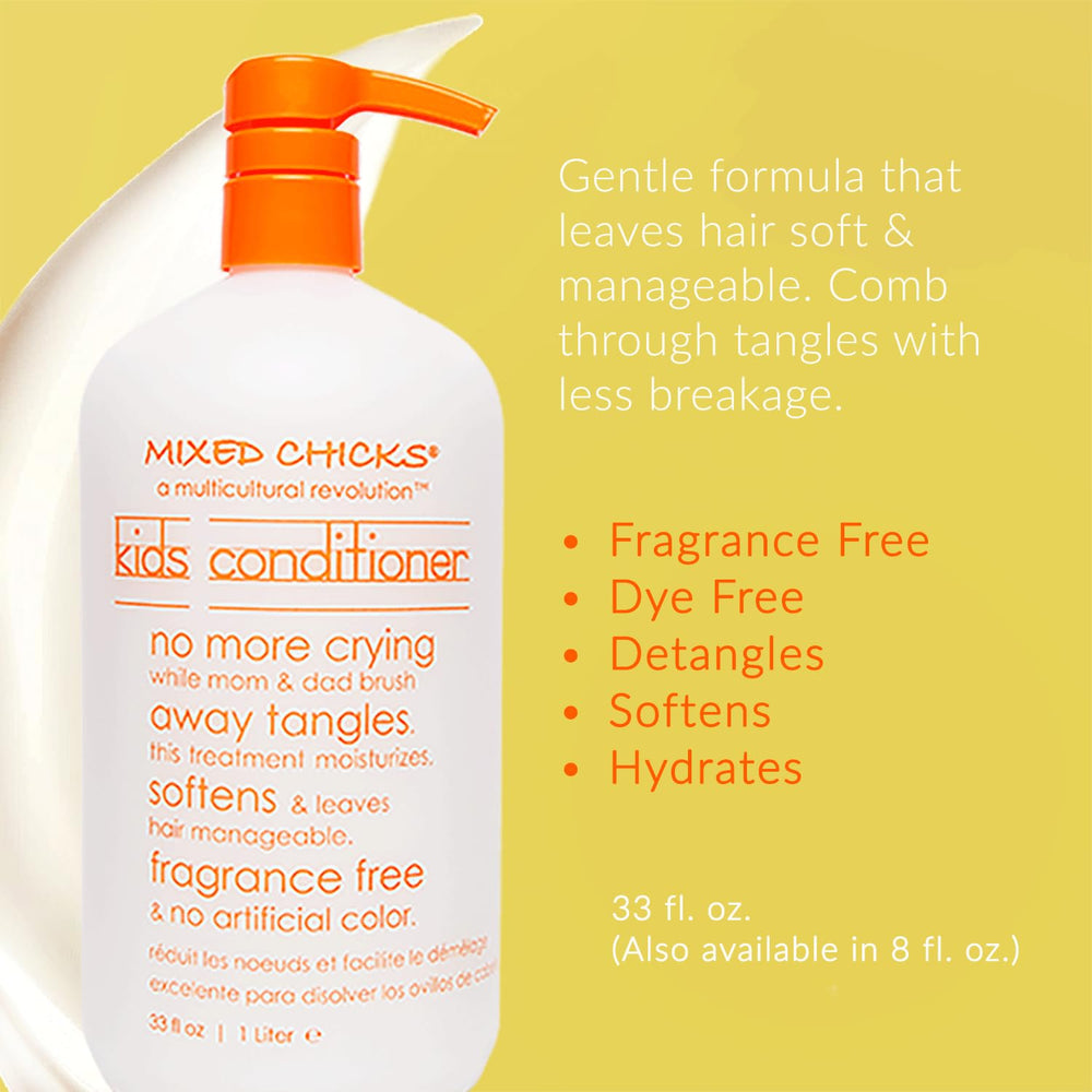 Mixed Chicks conditioner being applied to hair for detangling and easy styling.