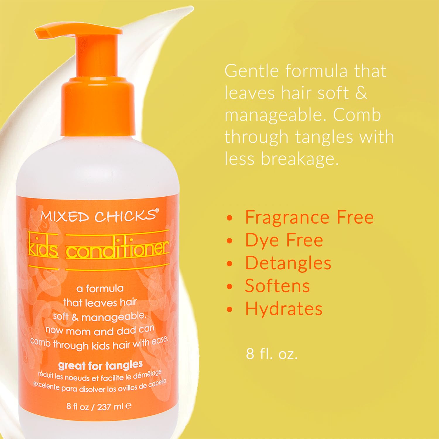 Mixed Chicks Kids Tangle Tamer bottle smooths bedhead and defines curls.