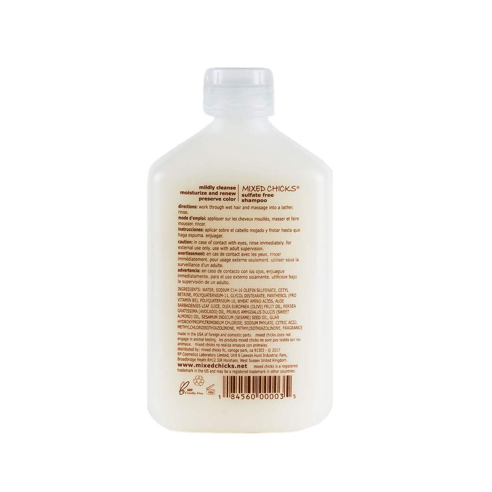 Mixed Chicks shampoo pouring demonstrates mild lather without stripping oils