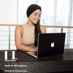 Mixiba headband headphones in a yoga session showing calm focus