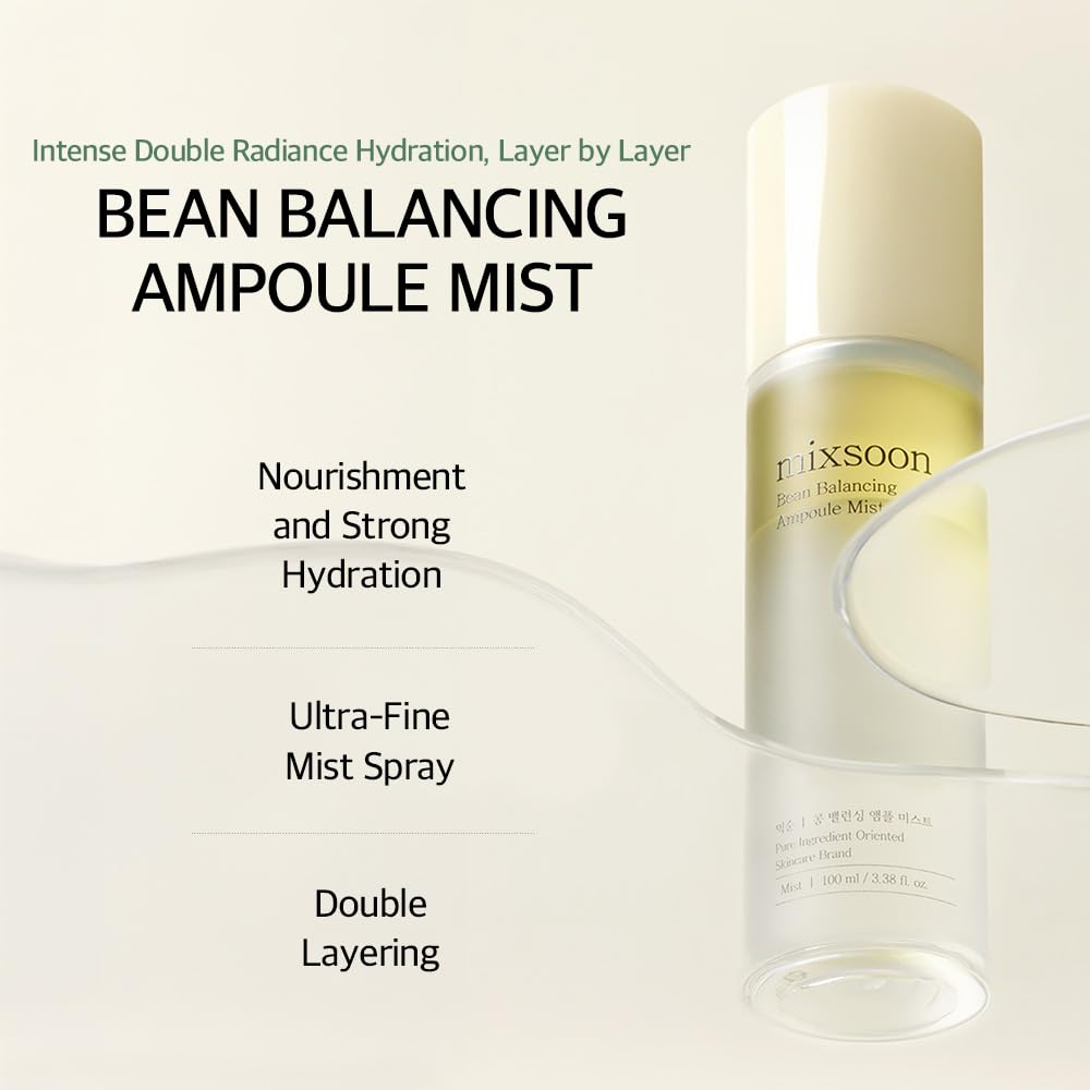 Mixsoon Bean Balancing Ampoule Mist spray in action for fast absorption