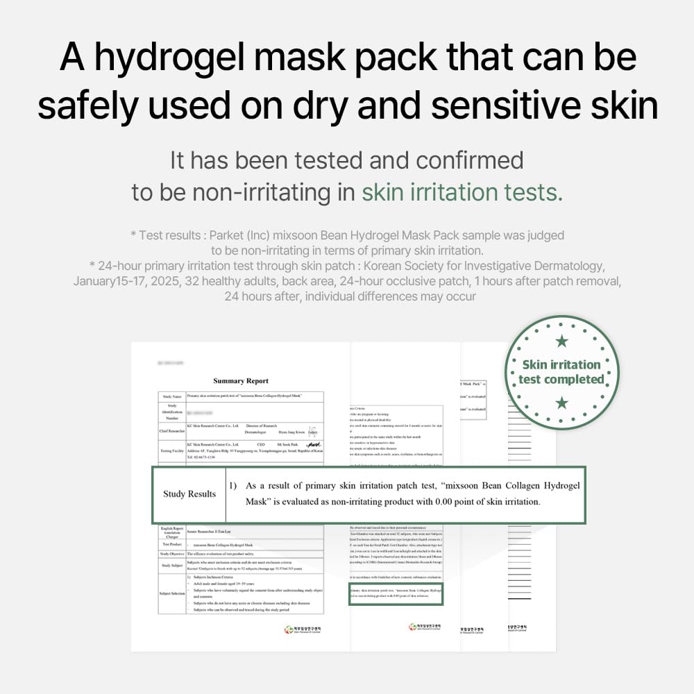 Mixsoon Bean Collagen Hydrogel Mask pore-tightening effect during wear.