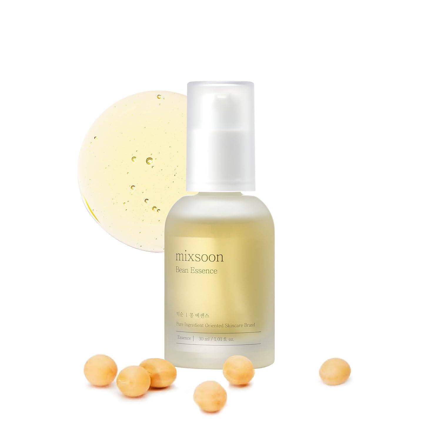 mixsoon Bean Essence bottle shows a luminous, hydrating glow on the skin