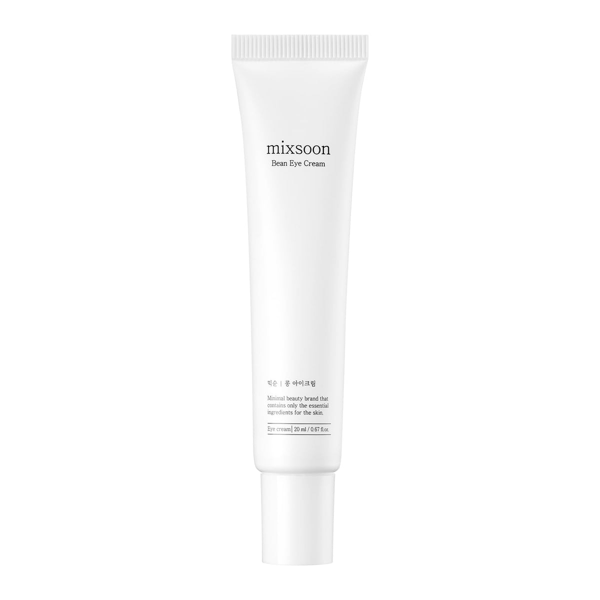 Mixsoon Bean Eye Cream tube application shows smooth hydration for the under-eye area.