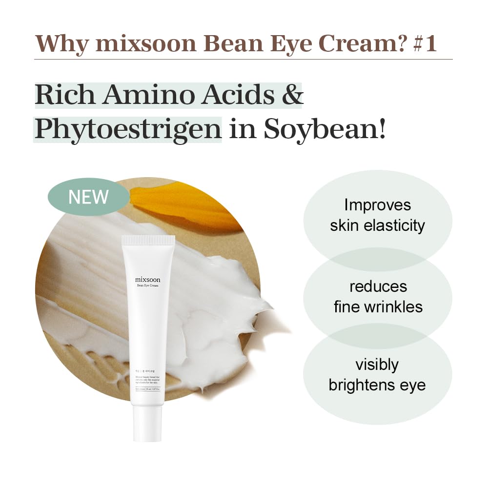 Mixsoon Bean Eye Cream applied under-eye for refreshed, soft skin.