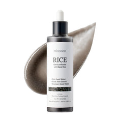 Mixsoon Black Rice Peeling Ampoule bottle shows premium glass packaging for radiant skin routines.