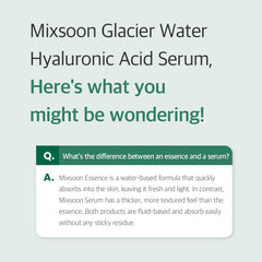 mixsoon Glacier Water Serum bottle delivers deep hydration for dewy skin.