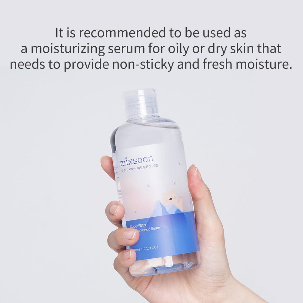 mixsoon glass skin look serum captures lightweight texture on a radiant complexion