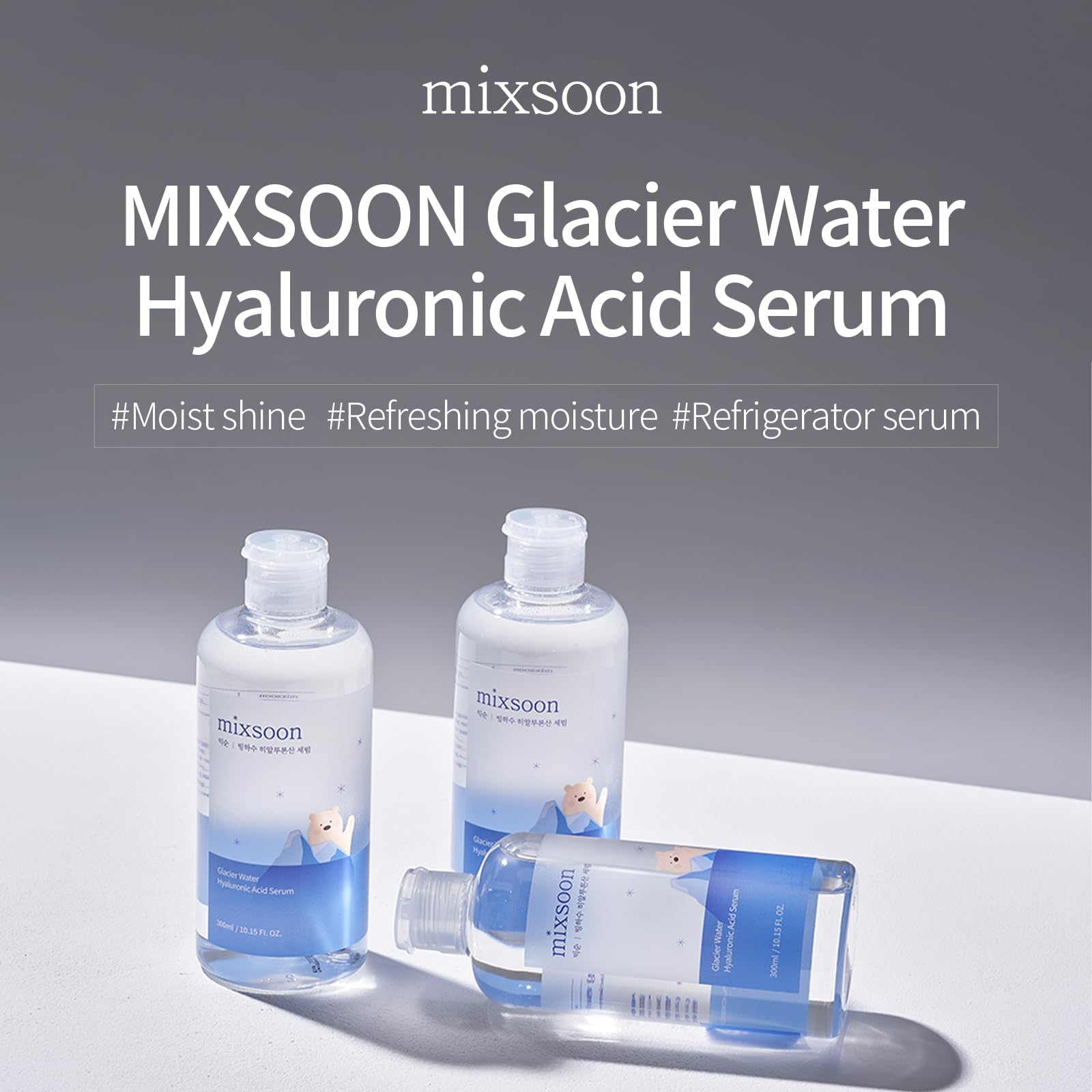 mixsoon Glacier Water Hyaluronic Acid Serum application shows quick absorption