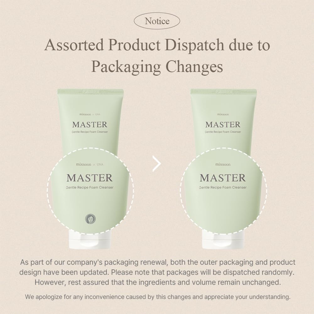 Mixsoon Master Gentle Recipe Foam Cleanser bottle close-up shows gentle cleanse foam texture