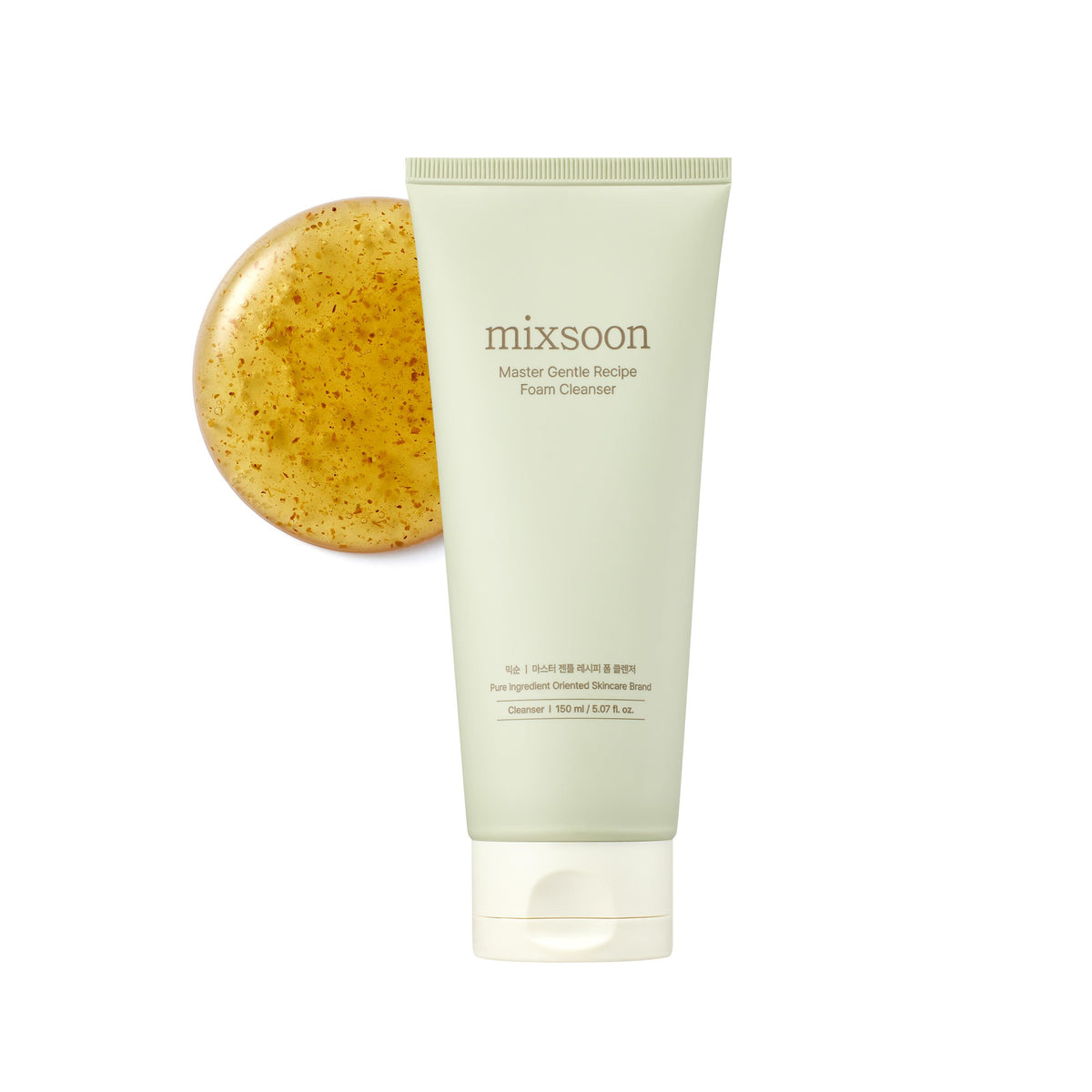 Mixsoon Master Gentle Recipe Foam Cleanser packaging highlights minimalist design and vegan promise
