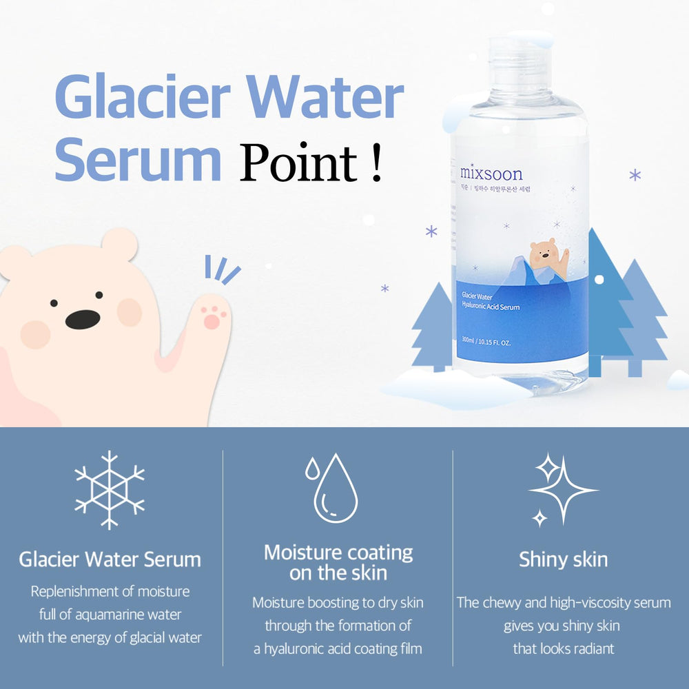 mixsoon Glacier Water Serum texture close-up highlights rich lightweight moisture