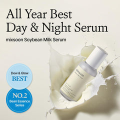 Mixsoon Soybean Milk Serum texture closeup highlights creamy hydration.