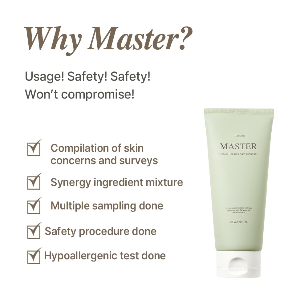 Mixsoon Gentle Recipe Foam Cleanser shows mild exfoliation for a smooth texture