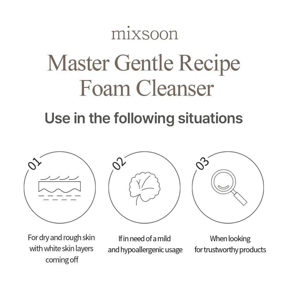 Mixsoon usage steps: lather, massage, rinse for clean skin