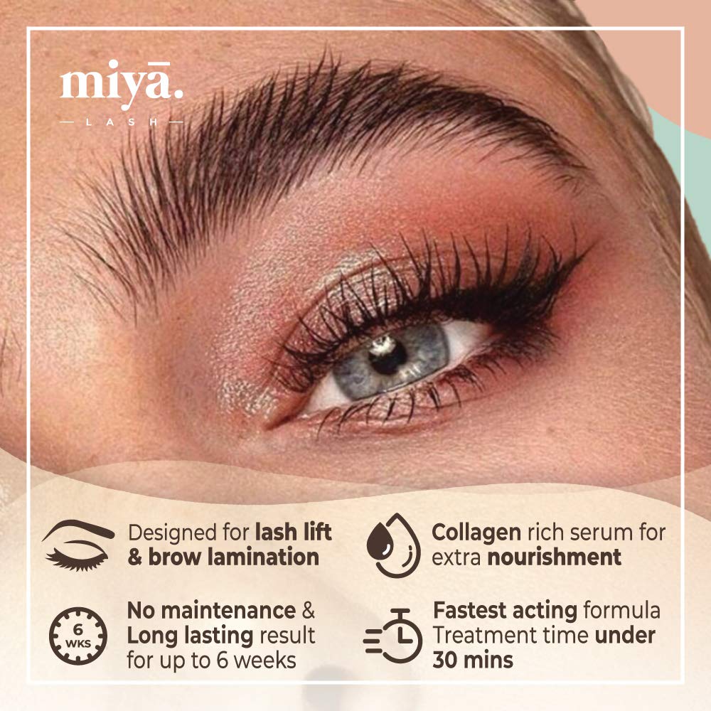 MIYA LASH nutrition serum shows nourishing care for healthier-looking lashes and brows.