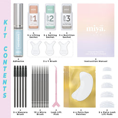 MIYA LASH 2in1 kit packaging demonstrates at-home lash lifting and brow laminating convenience.