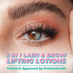 MIYA LASH 2in1 lotion sachet refill contents show separate steps for lift, set, and nourish.