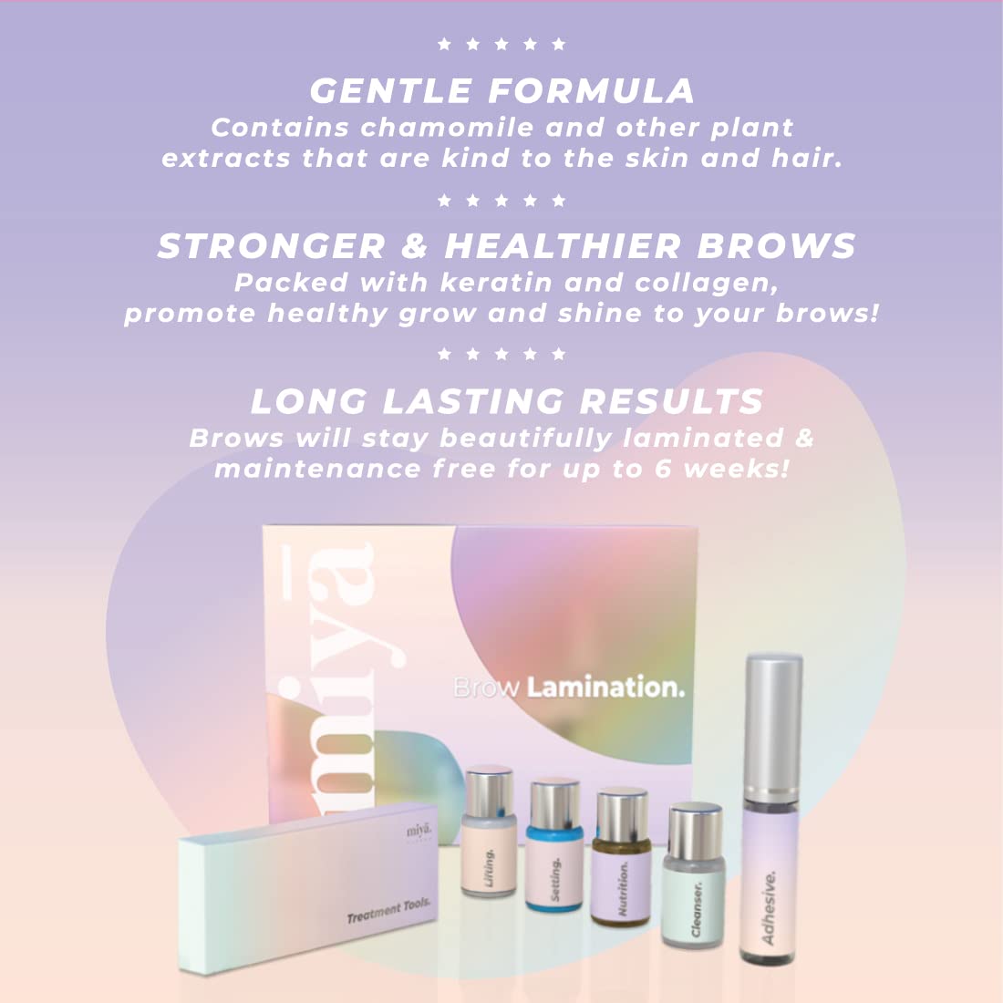 Miya Lash applicator brushes for precise brow lift application