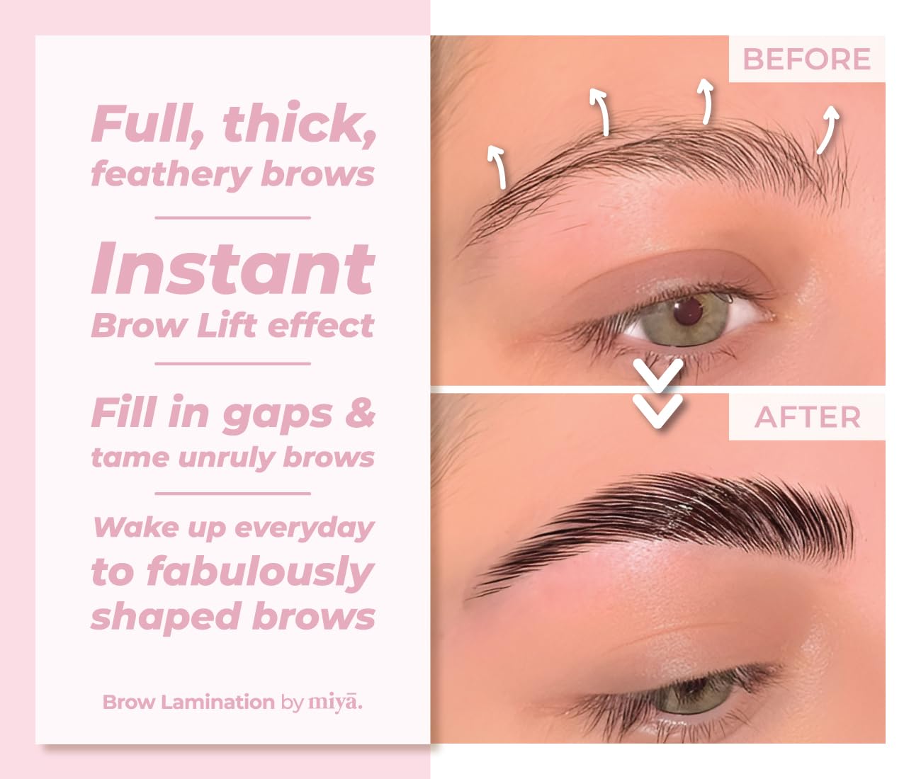 MIYA LASH lash-brow lamination kit setup showcases fast-acting formulas for quick lifts.