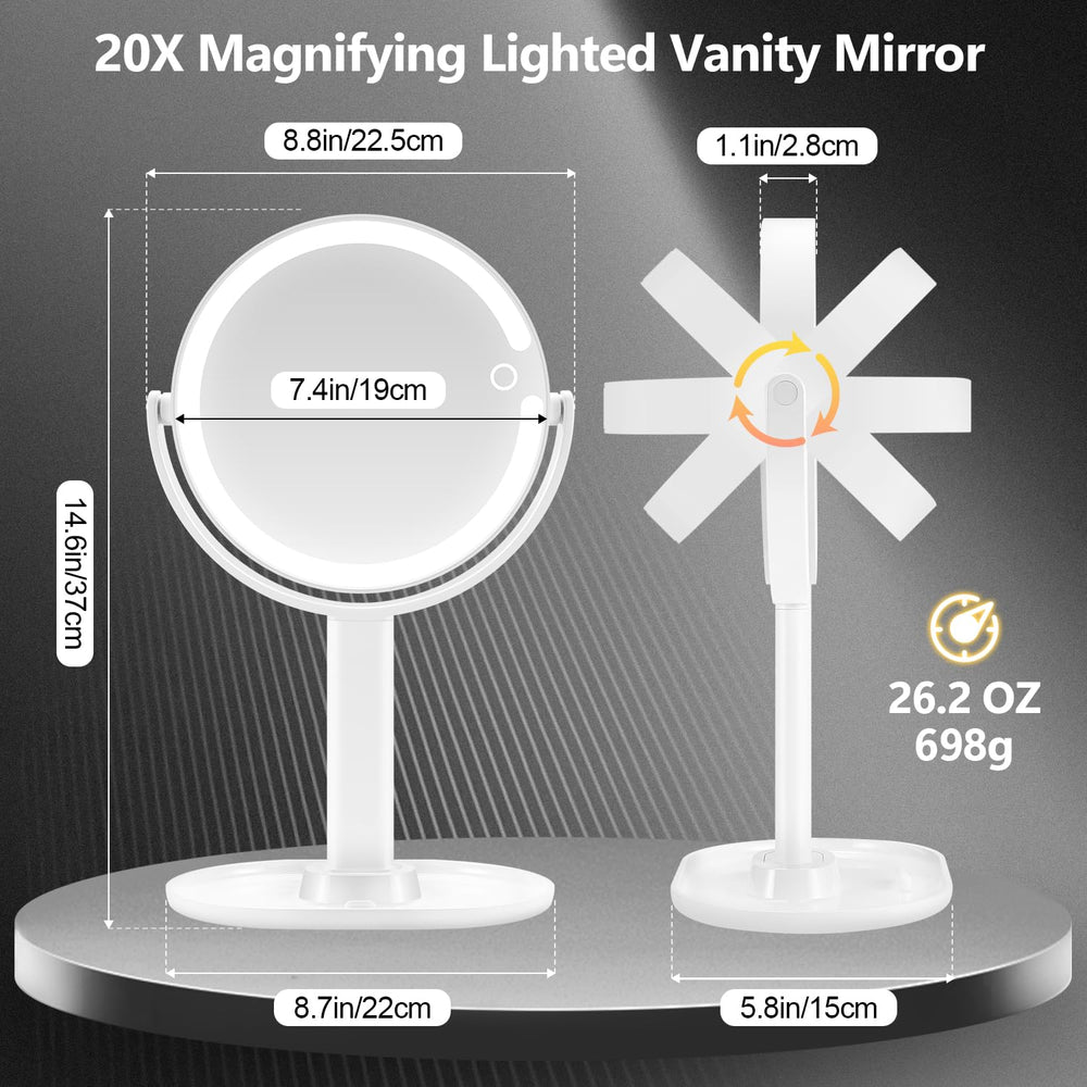 MIYADIVA 20x magnifying mirror close-up for precise eyelash work.