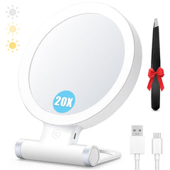 MIYADIVA 20X magnifying mirror with light for precise brow shaping and makeup