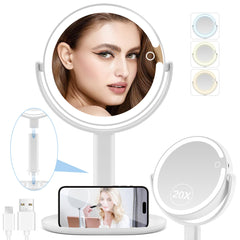 MIYADIVA lighted makeup mirror 20X magnification for precise detail tasks.