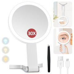 MIYADIVA lighted makeup mirror 30x close-up magnification for detailed makeup