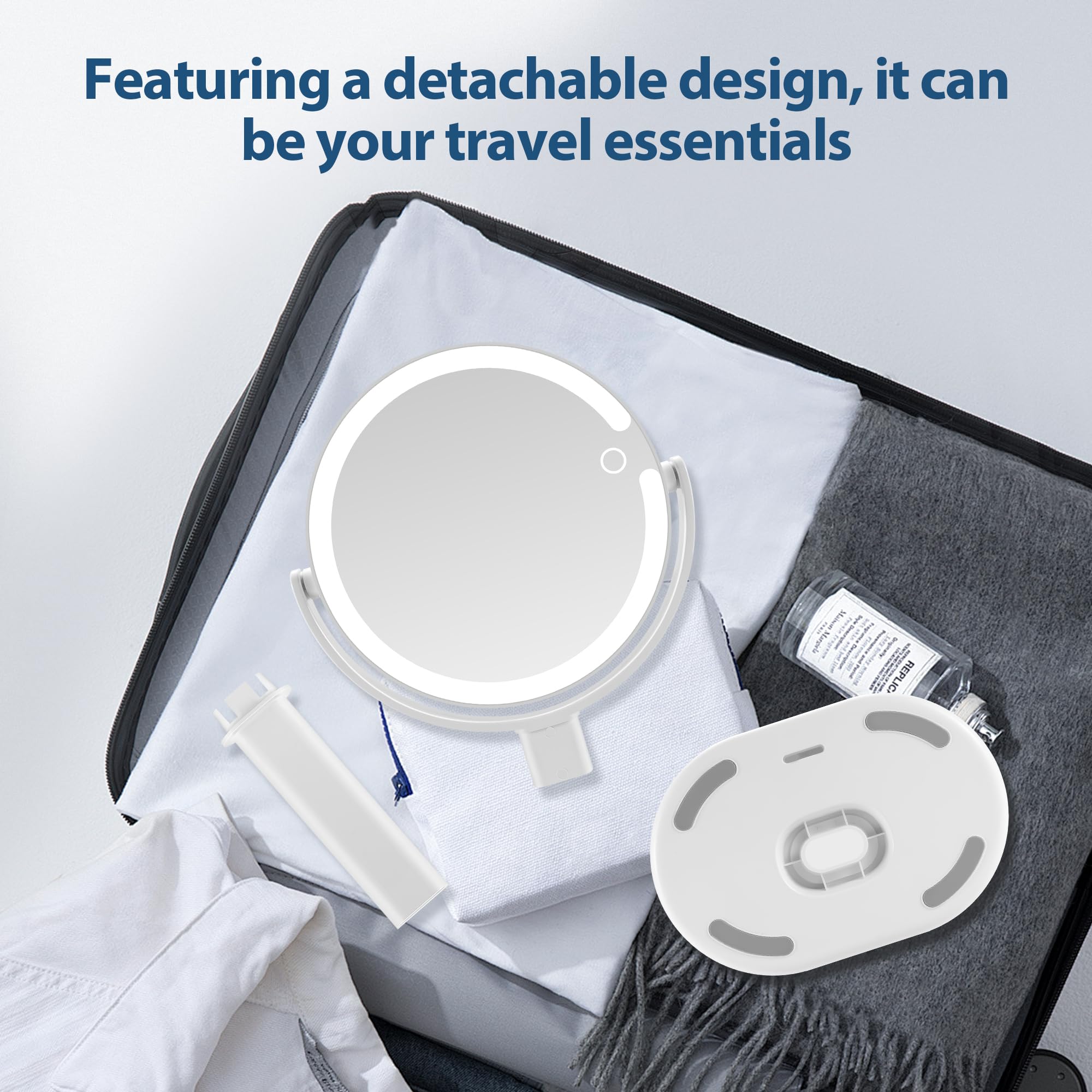 MIYADIVA lighted makeup mirror ideal desk setup with bright LEDs.
