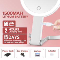 MIYADIVA lighted makeup mirror handheld portable for travel touch-ups