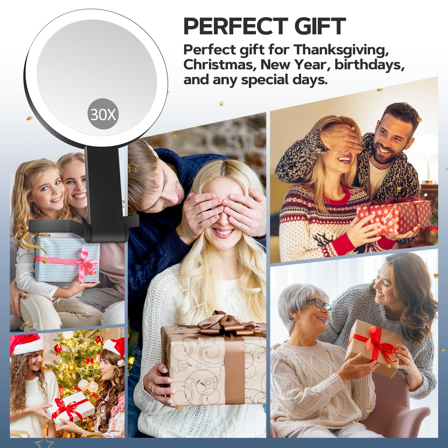 MIYADIVA lighted makeup mirror with three light colors for accurate tones