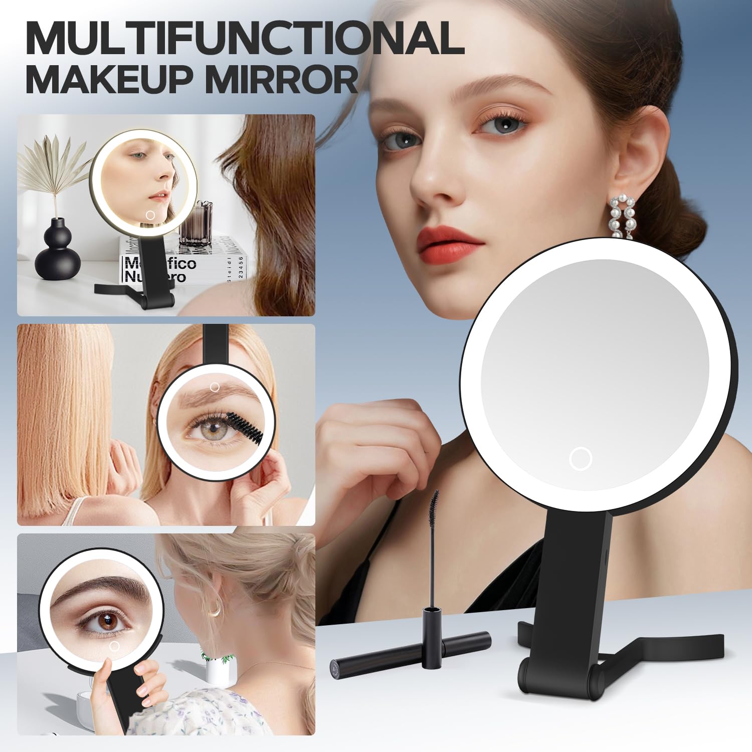 MIYADIVA lighted makeup mirror USB-C charging for convenient power on the go