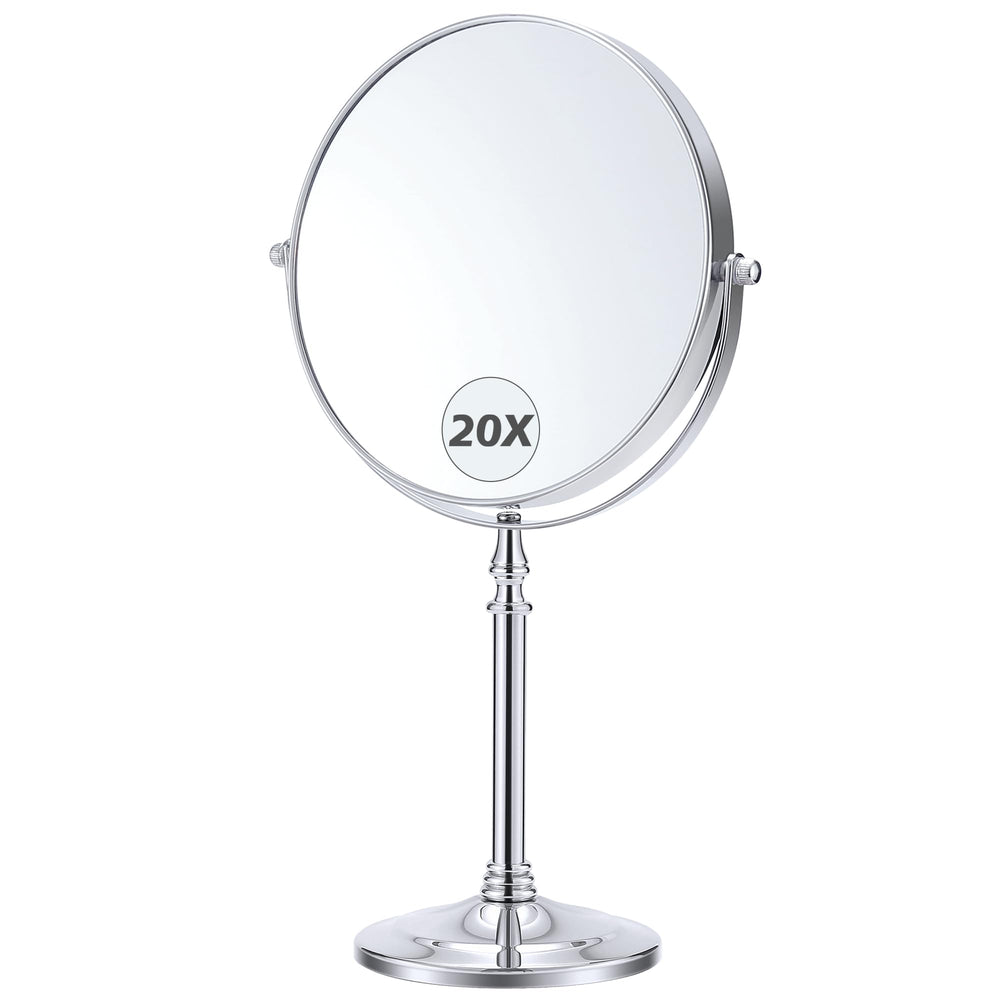 MIYADIVA magnifying mirror 20x on stand for precise makeup touch-ups.