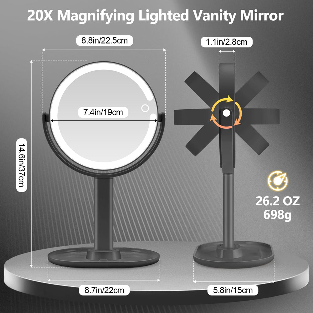 MIYADIVA makeup mirror 20x magnifier close-up enables precise eyelash and brow work.