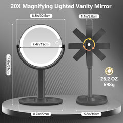 MIYADIVA makeup mirror 20x magnifier close-up enables precise eyelash and brow work.