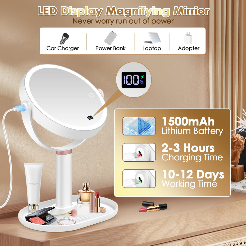 MIYADIVA makeup mirror offers cool natural warm lighting for accurate color.