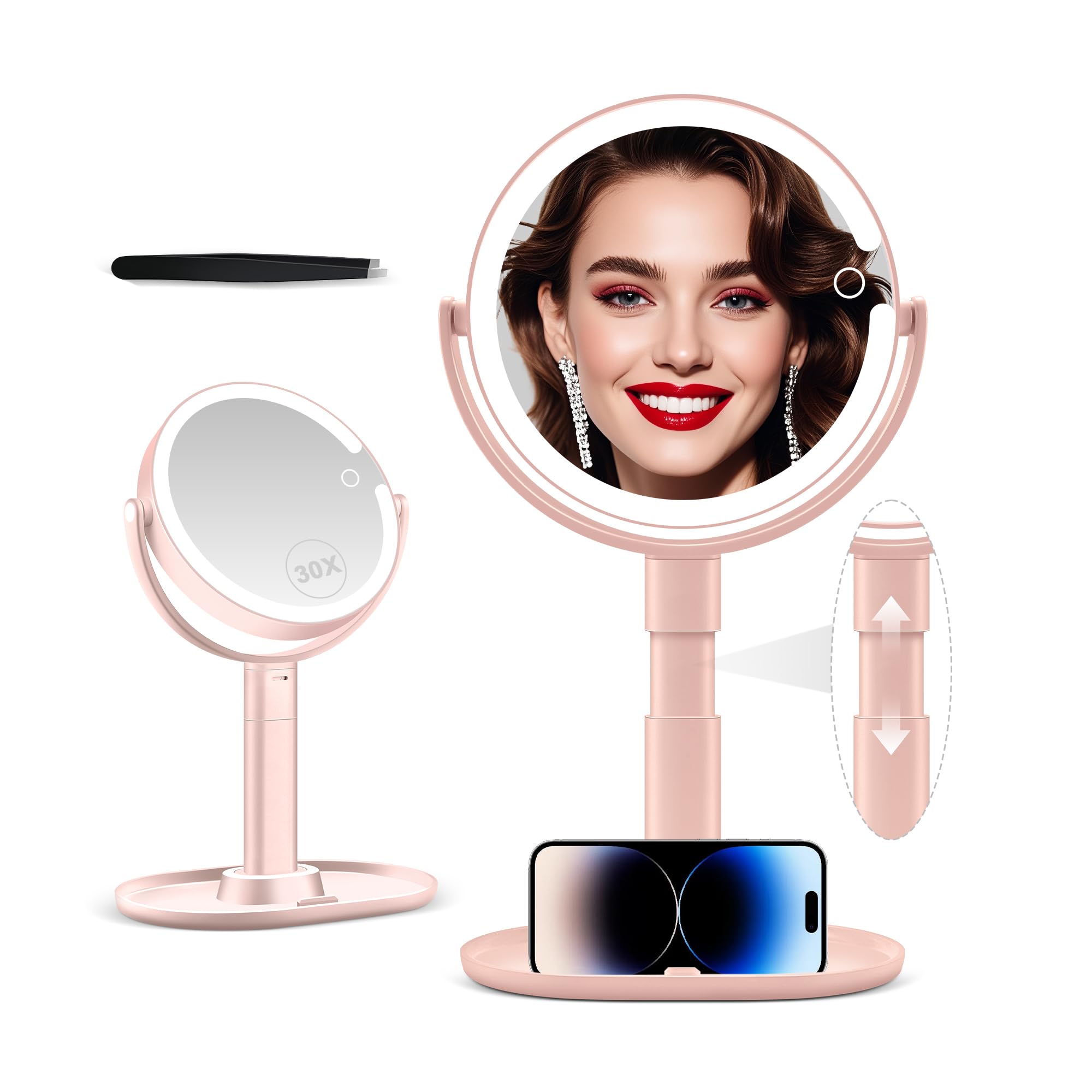 MIYADIVA makeup mirror with 30x magnification for close-up grooming tasks.
