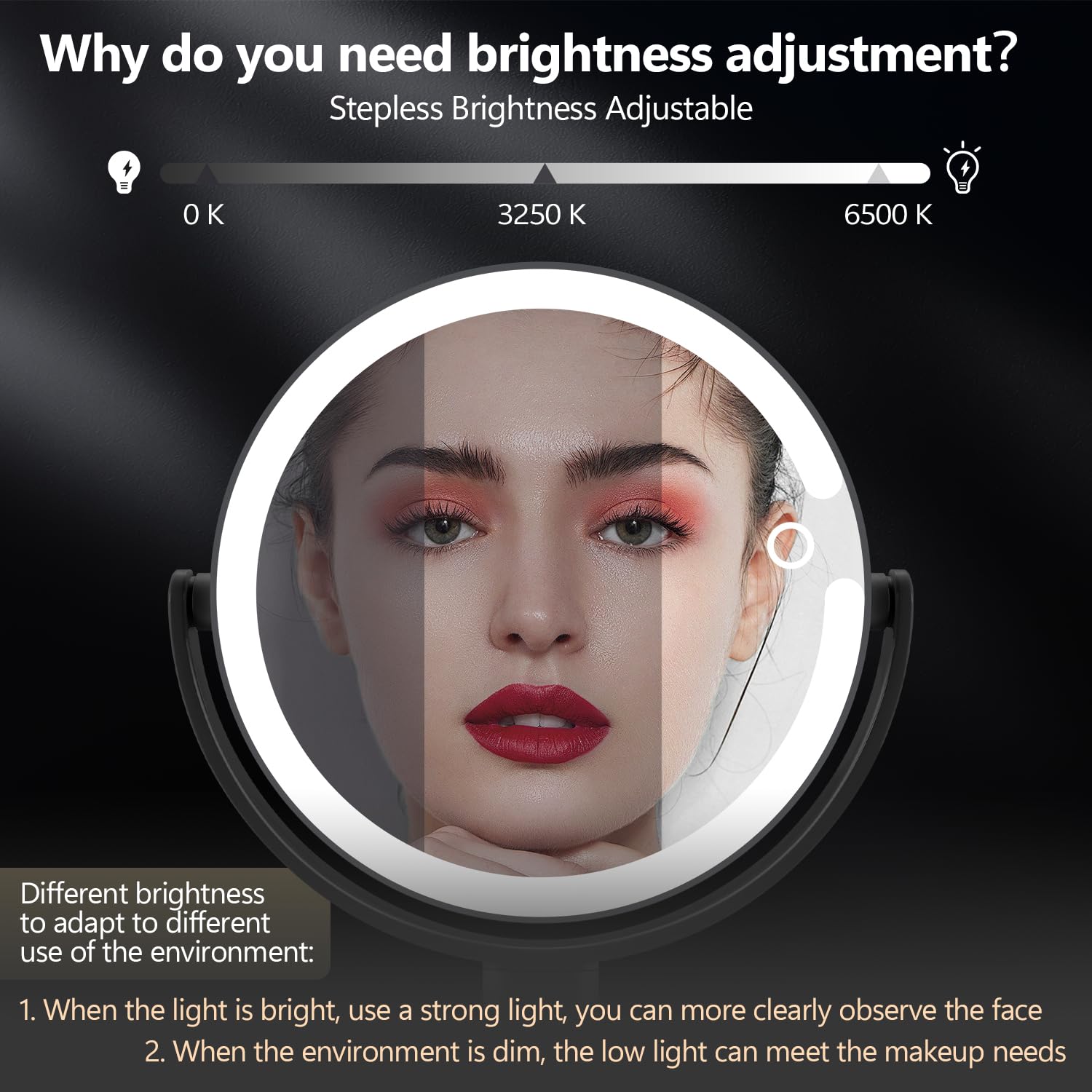 MIYADIVA makeup mirror rotates 360 degrees for flexible viewing angles