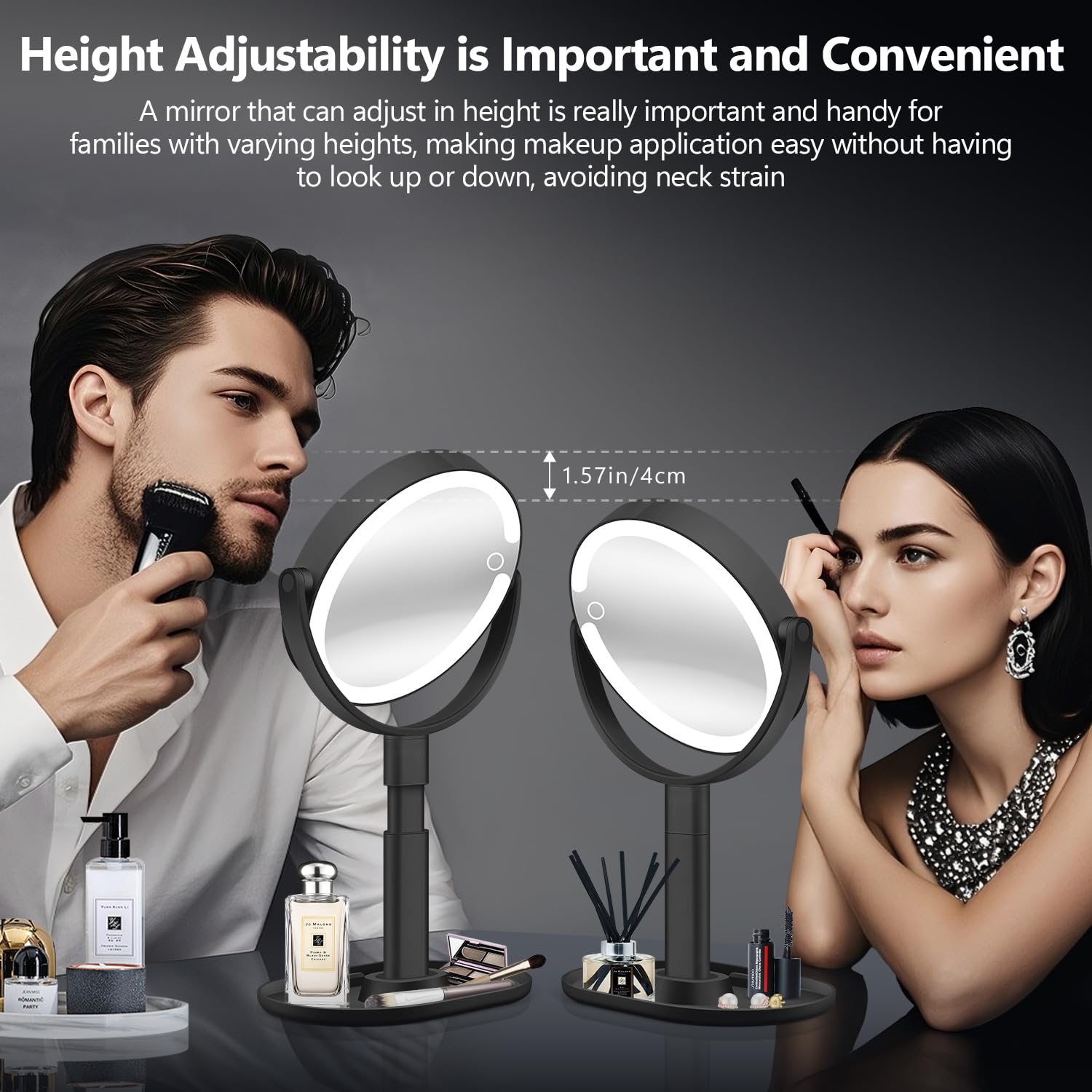 MIYADIVA makeup mirror with 80 LEDs for bright, detailed visibility