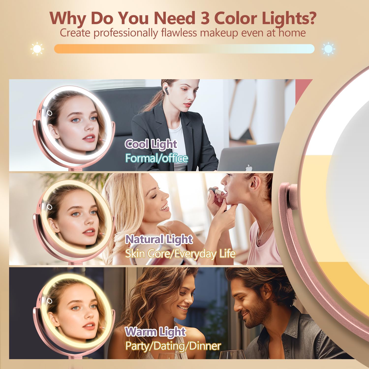 MIYADIVA 80 LEDs deliver bright, even lighting for flawless makeup.