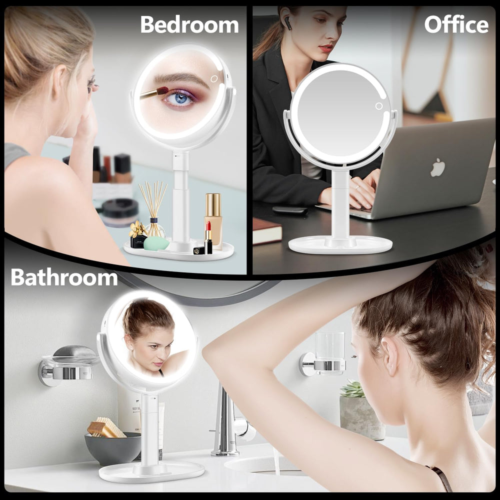 MIYADIVA makeup mirror desk setup enables hands-free viewing during makeup.