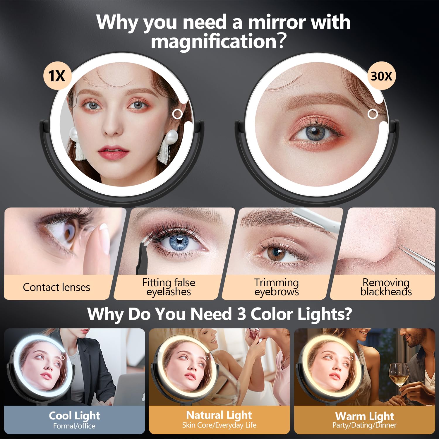 MIYADIVA makeup mirror height adjustable stand for comfortable positioning