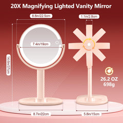 MIYADIVA makeup mirror-lights 20x magnification provides close detail for precise beauty work