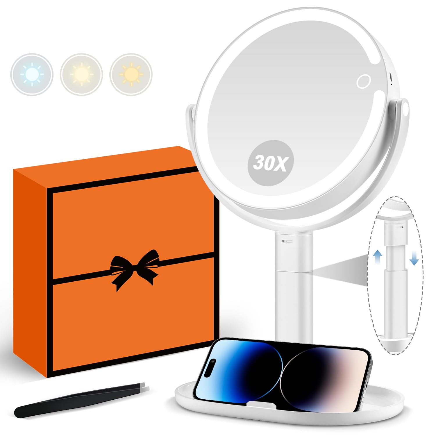 MIYADIVA makeup mirror with lights, 30x magnification for precise lash work.